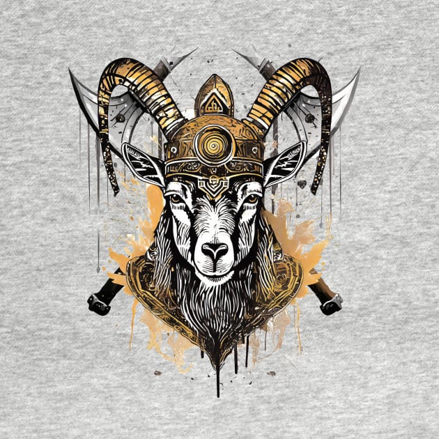 Viking Battle Goat Grunge Style by TAS Illustrations and More